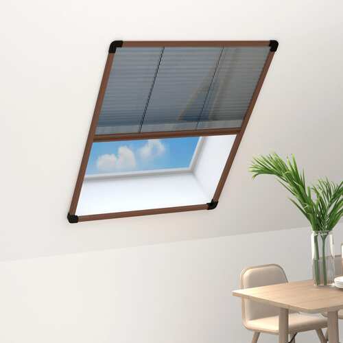 Plisse Insect Screen for Windows Aluminium Brown 80x100 cm