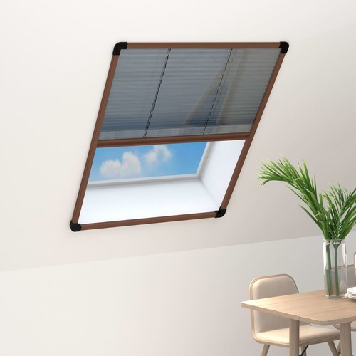 Plisse Insect Screen for Windows Aluminium Brown 80x120 cm