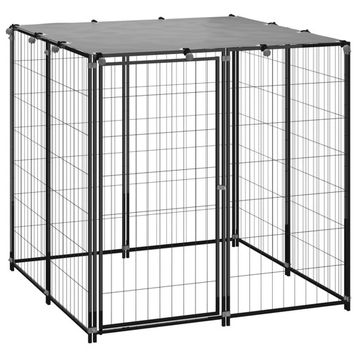 Dog Kennel Black 110x110x110 cm Steel