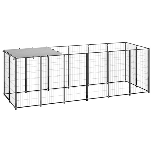 Dog Kennel Black 330x110x110 cm Steel