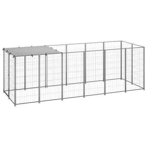 Dog Kennel Silver 330x110x110 cm Steel