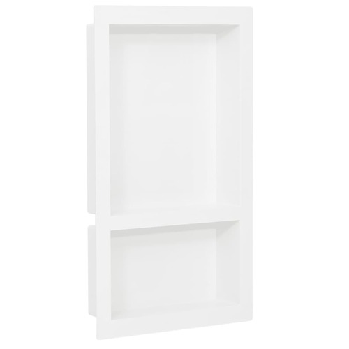 Shower Niche with 2 Compartments High Gloss White 41x69x9 cm