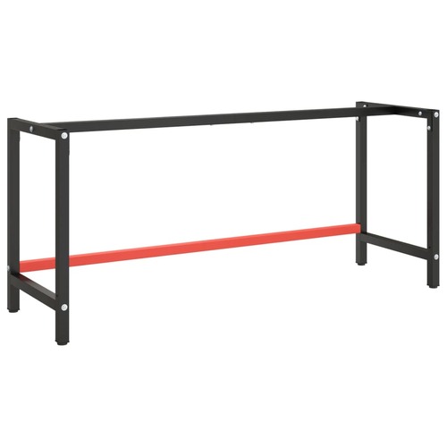 Work Bench Frame Matte Black and Matte Red 180x57x79 cm Metal