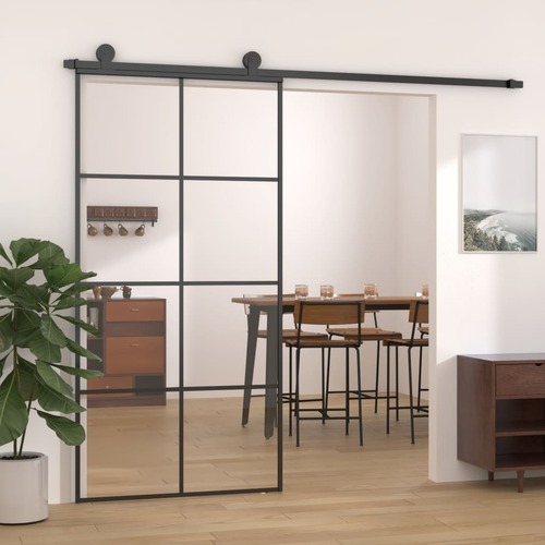 Sliding Door Black 102,5x205 cm ESG Glass and Aluminium