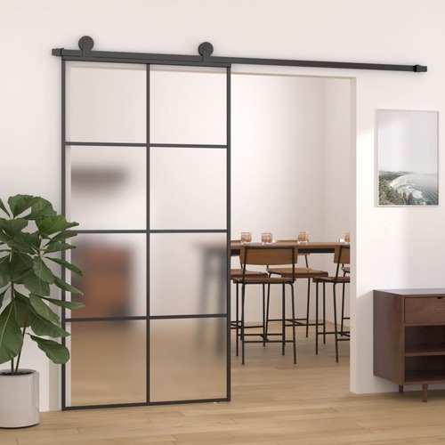 Sliding Door Frosted ESG Glass and Aluminium 102.5x205 cm Black
