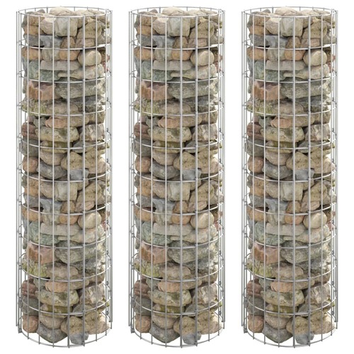 Circular Gabion Raised Beds 3 pcs Galvanised Steel Ø30x100 cm
