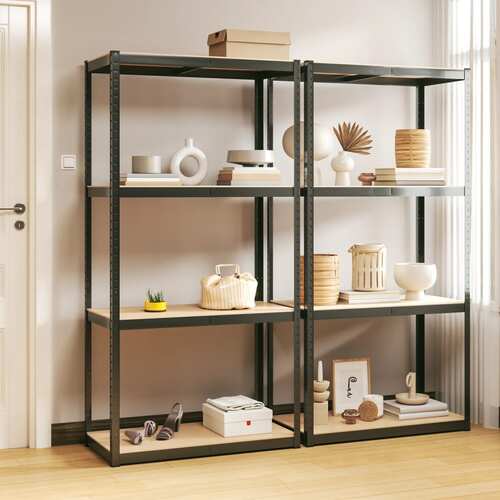 4-Layer Shelves 2 pcs Anthracite Steel and Engineered Wood