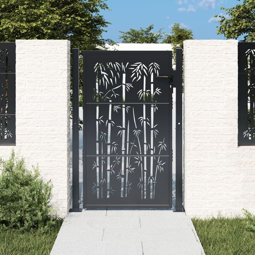 Garden Gate Anthracite 100x125 cm Steel Bamboo Design