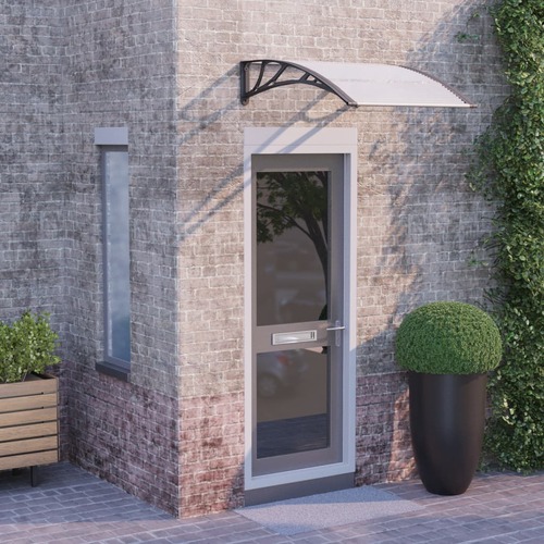 Door Canopy Black and Transparent 100x80 cm Polycarbonate