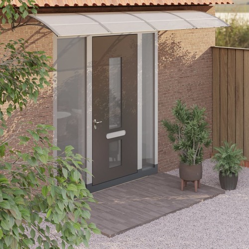 Door Canopy Grey 350x100 cm Polycarbonate