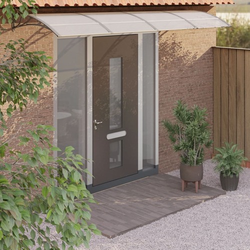 Door Canopy Grey and Transparent 400x75 cm Polycarbonate
