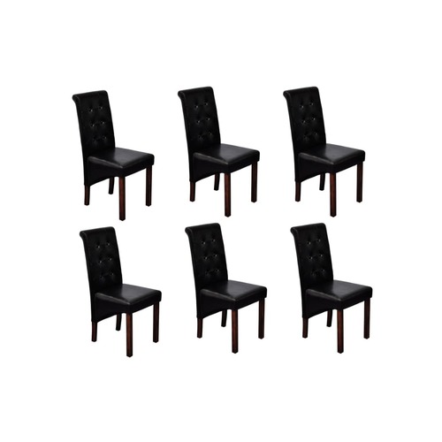Dining Chairs 6 pcs Black Faux Leather