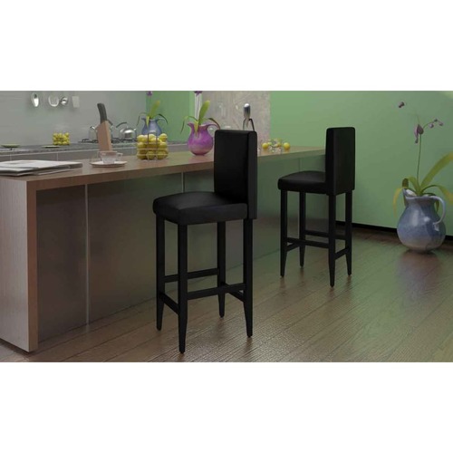 Bar Stools 4 pcs Black Faux Leather