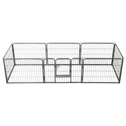 Dog Playpen 8 Panels Steel 80x60 cm Black