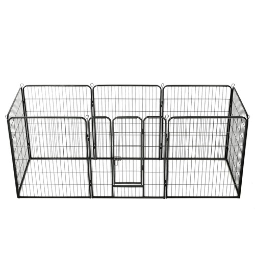 Dog Playpen 8 Panels Steel 80x100 cm Black