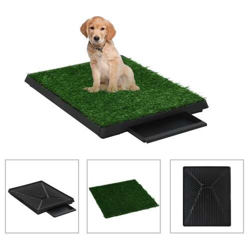Pet Toilets 2 Pieces with Tray and Artificial Turf Green 63x50x7 cm WC