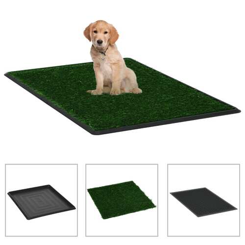 Pet Toilet with Tray and Artificial Turf Green 64x51x3 cm WC