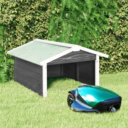 Robotic Lawn Mower Garage 72x87x50 cm Grey and White Firwood