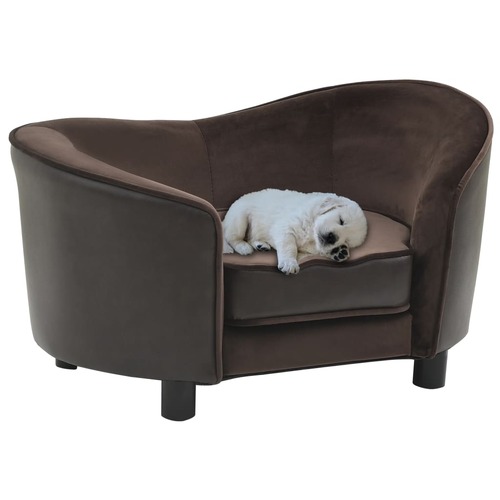 Dog Sofa Brown 69x49x40 cm Plush and Faux Leather