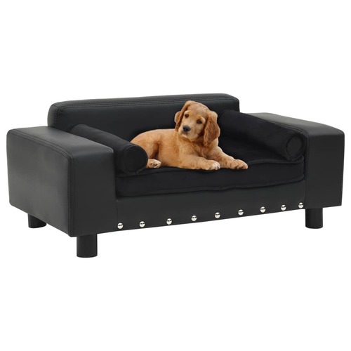 Dog Sofa Black 81x43x31 cm Plush and Faux Leather