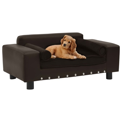 Dog Sofa Brown 81x43x31 cm Plush and Faux Leather