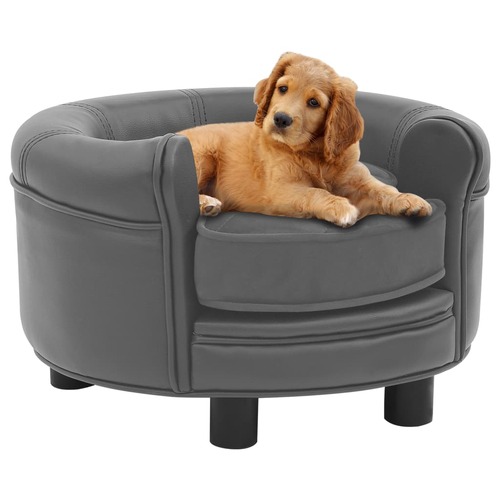 Dog Sofa Grey 48x48x32 cm Plush and Faux Leather