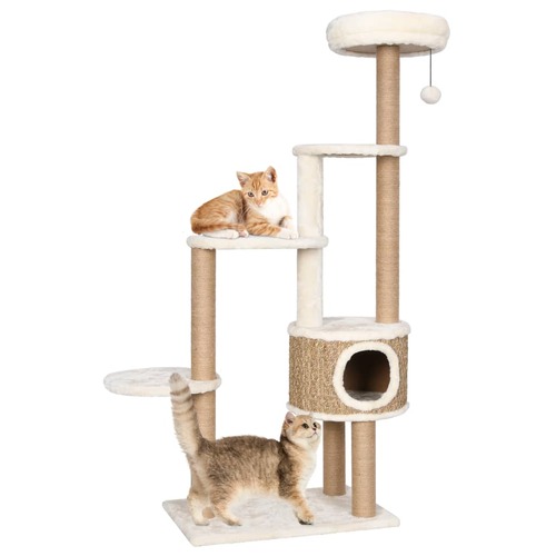 Cat Tree with Luxury Cushion and Scratching Post 148cm Seagrass