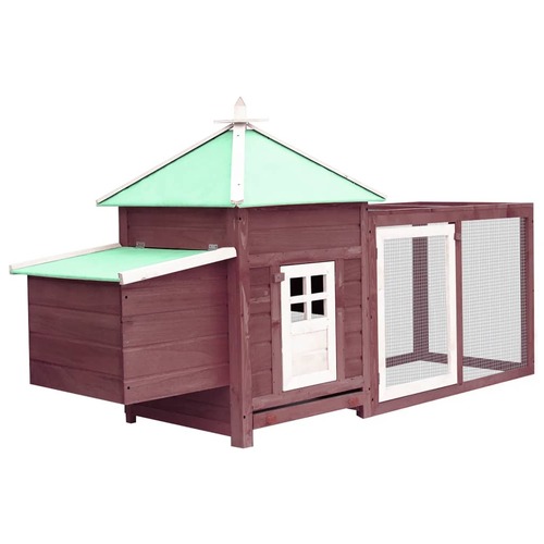 Chicken Coop with Nest Box Mocha 190x72x102 cm Solid Firwood