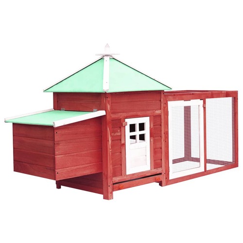 Chicken Coop with Nest Box Red 190x72x102 cm Solid Firwood