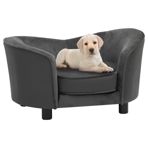 Dog Sofa Dark Grey 69x49x40 cm Plush and Faux Leather