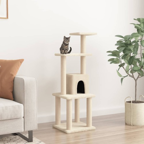 Cat Tree with Sisal Scratching Posts Cream 105 cm