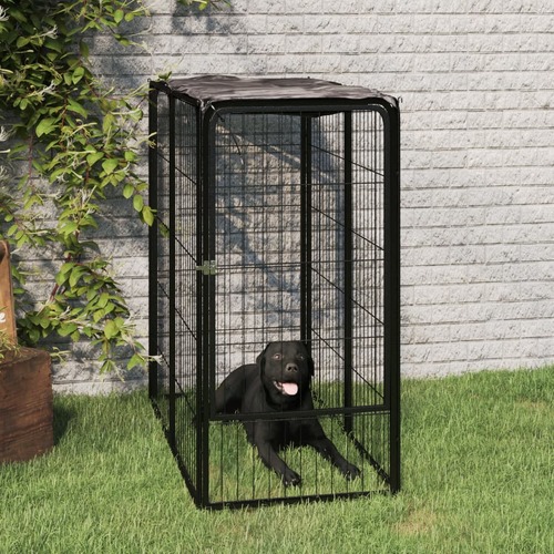 Dog Playpen 6 Panels Black 50x100 cm Powder-coated Steel
