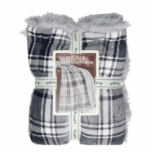 Faux Fur Throw Blanket Large Luxury Fleece Warm Sofa Reversible Grey