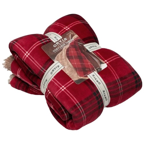 Faux Fur Throw Blanket Large Luxury Fleece Warm Sofa Reversible Red