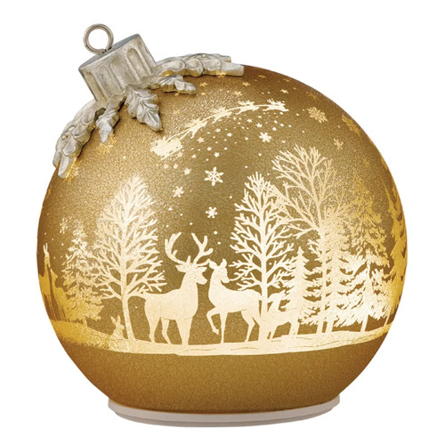 Giant Christmas Ornament Glass Balls Rotating LED Indoor Lights With Timer Gold
