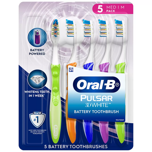 5 Packs Oral-B Pulsar Battery Power Medium Vibrating Bristles Toothbrush Oral Care