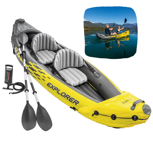 Intex K2 Explorer Kayak Inflatable Boat 2 Person River Lake Fishing w/ Oars Pump