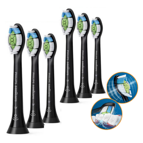 6 Pieces Philips Sonicare W Optimal Black Replacement Electric Toothbrush Heads