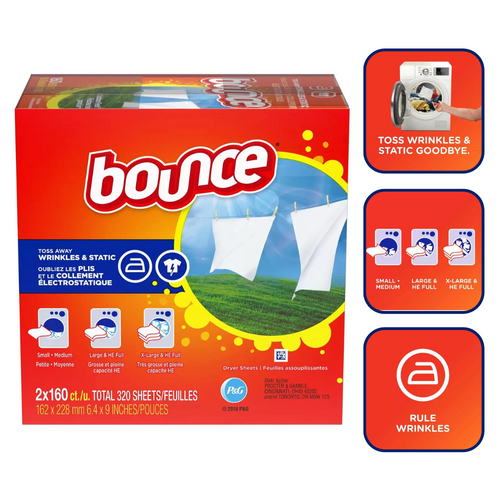 Bounce Fabric Softener Tumble Dryer Sheets Outdoor Fresh Clothes 4 x 160 Sheets 