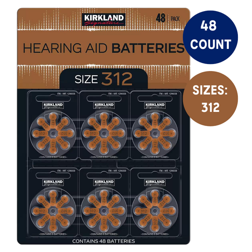 48x Premium Kirkland Hearing Aid Batteries Size 312 Battery