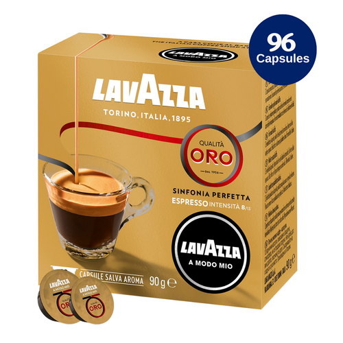 Lavazza A Modo Mio Qualita Oro Coffee Capsules 8 x 12 Pack 96 Pods Intensity 12