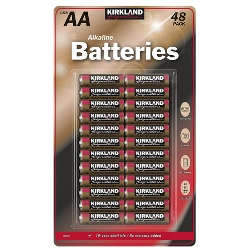 AA Batteries Kirkland Alkaline Battery 48 Pack 10 Year Life