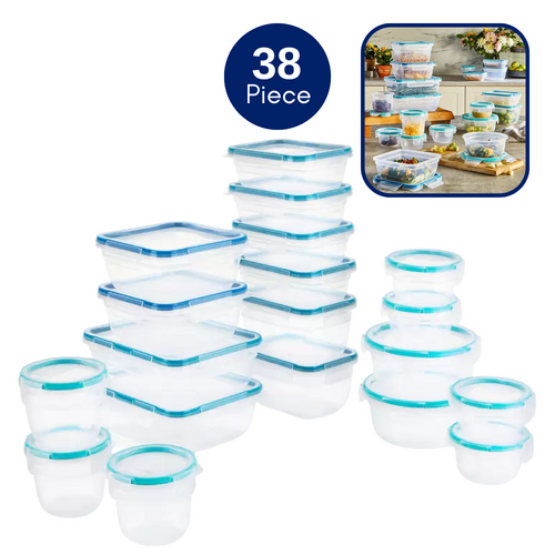 38 Piece Food Storage Containers Airtight Stackable Freezer Microwave Safe Snapware Container