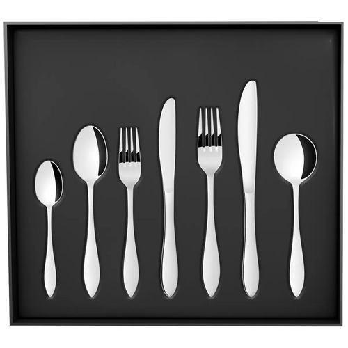 Tramontia Teardrop 56 Piece Stainless Steel Cutlery Set Sterling Silver Coated 8 Settings