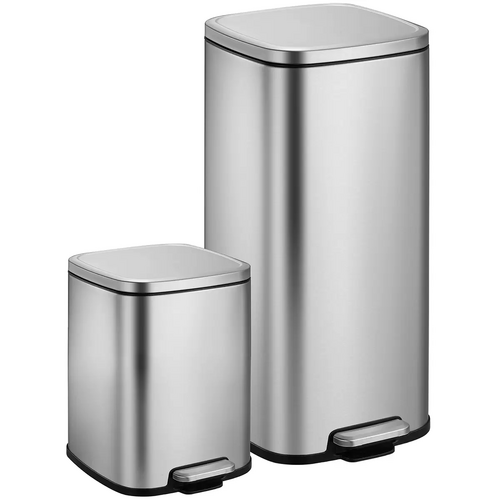 EKO Stainless Steel Kitchen Bathroom Rubbish Bin 1x 29L / 1x 6L Pedal Waste Trash Bins