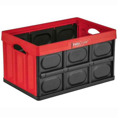 X2 Instacrate 46L Storage Crates Collapible Boxes Heavy Duty Plastic Container 2pce Red