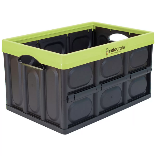 X2 Instacrate 46L Storage Crates Collapible Boxes Heavy Duty Plastic Container 2pce Green