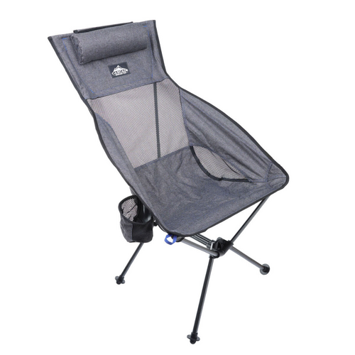 Cascade Ultra Light Camping Chair Highback Headrest Aluminium 1.5kg Portable Folding Hiking Beach Camp Seat