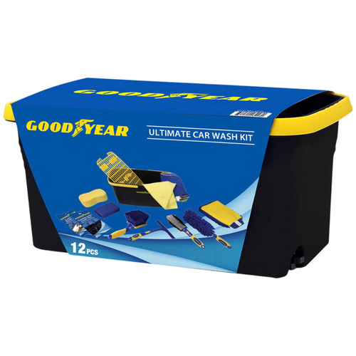 Goodyear Ulitimate Car Wash Kit All in One Cleaning Detailing Set Car Washing Sponge Bucket Brush