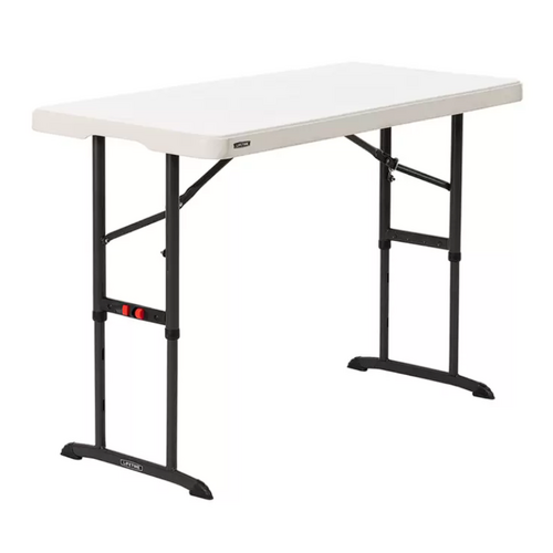 Lifetime Folding 4ft Trestle Table Adjustable Height Commercial Grade Blow Mold Plastic Table